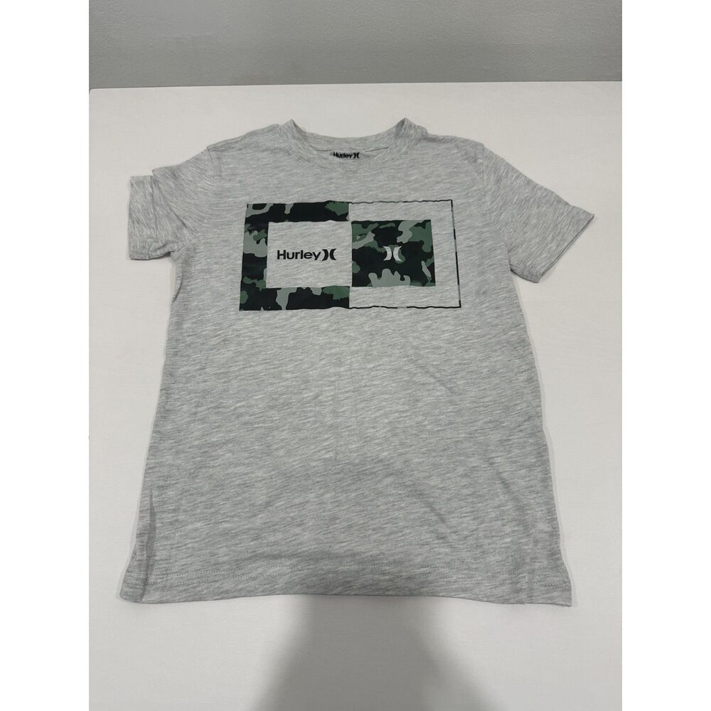 Hurley Boys Gray Camo Logo Graphic T-Shirt
